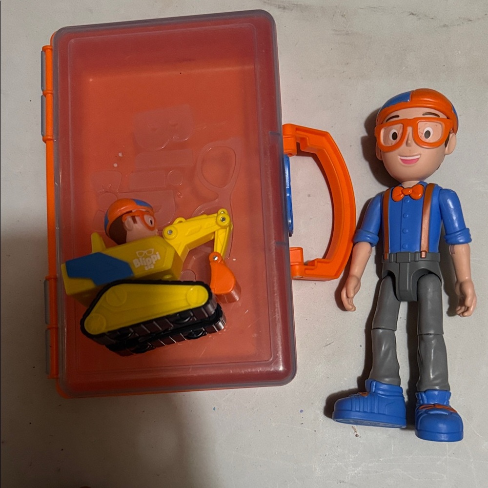 Kids Blippi Construction Toy Set with Figure and Vehicle